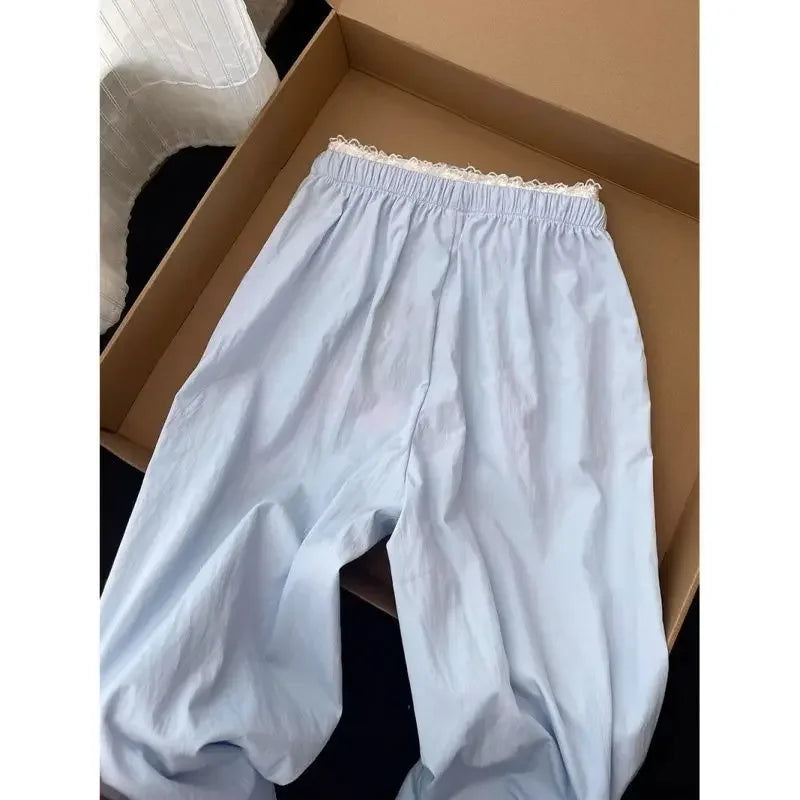 Blue High-waisted Slimming Slacks Women's