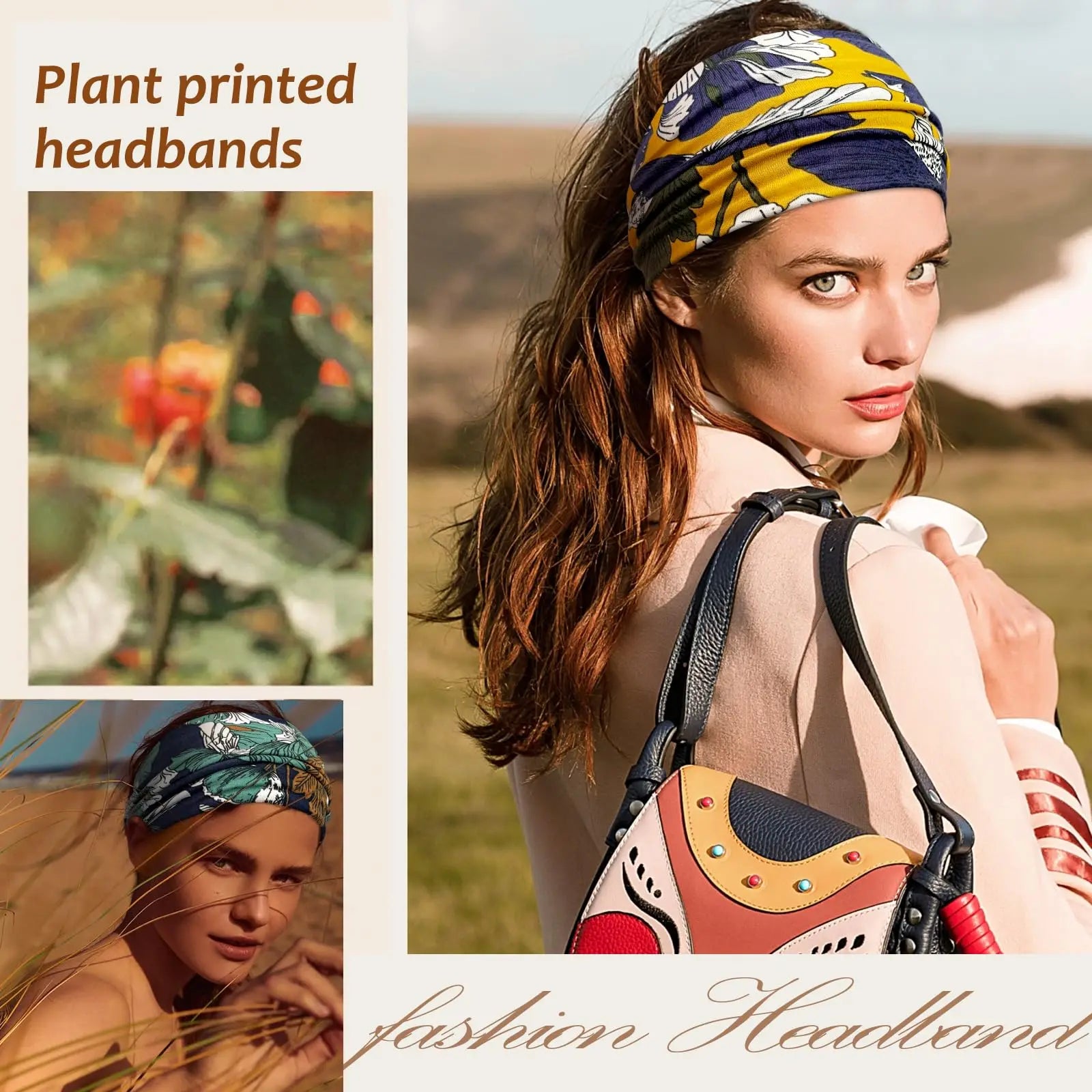 Boho Headbands for Women Cotton Wide Head Bands Stretch