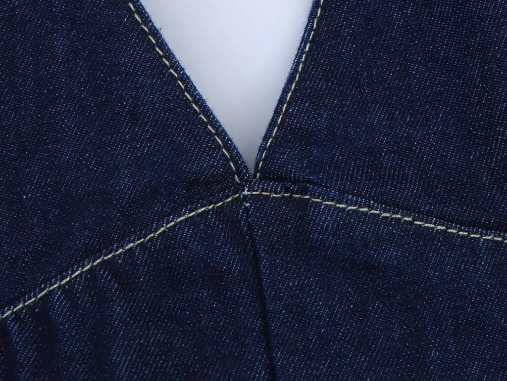 New Fashion Women Sexy Backless Denim Halter Mini Dress