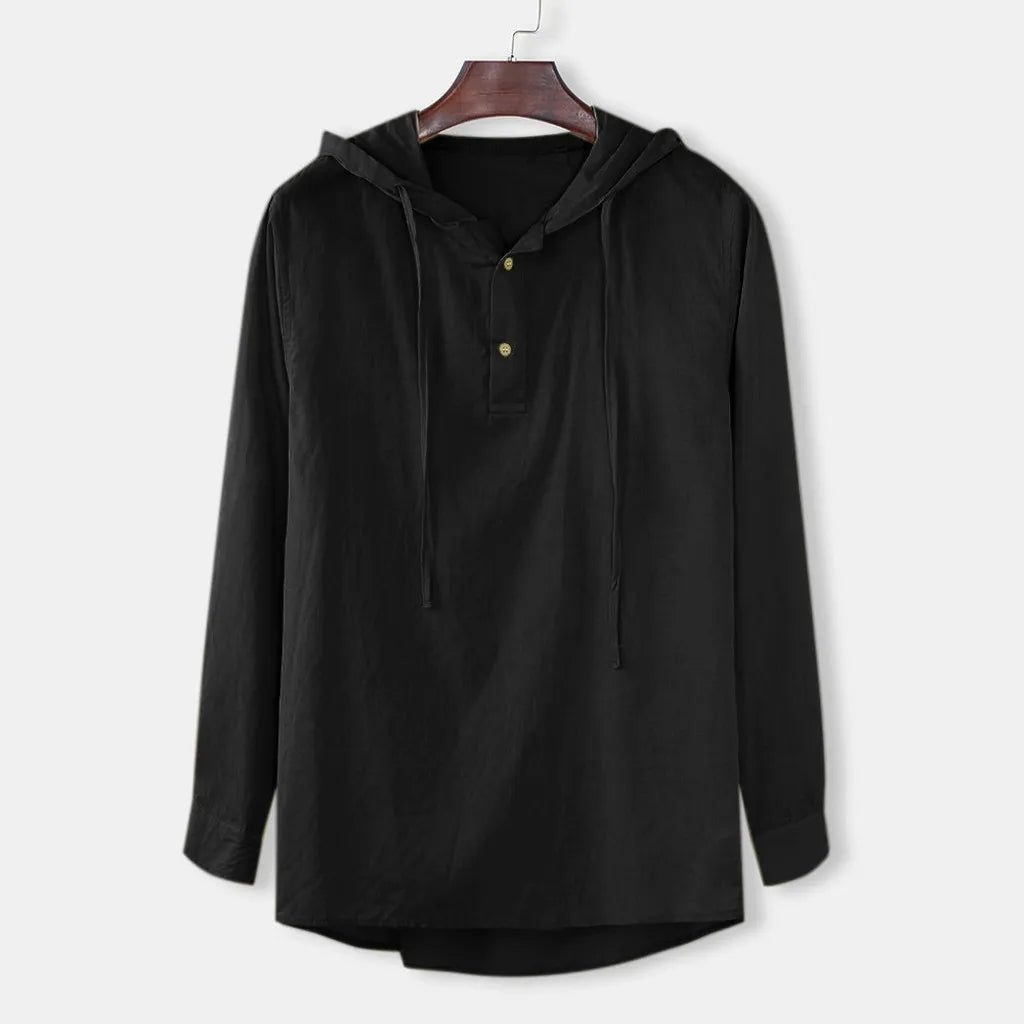 Men Shirts Hooded Solid Color