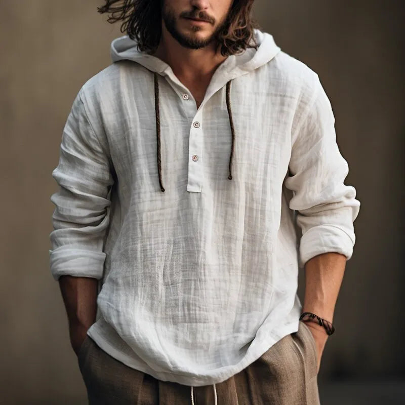 New Men's Casual Blouse Cotton Linen Shirt