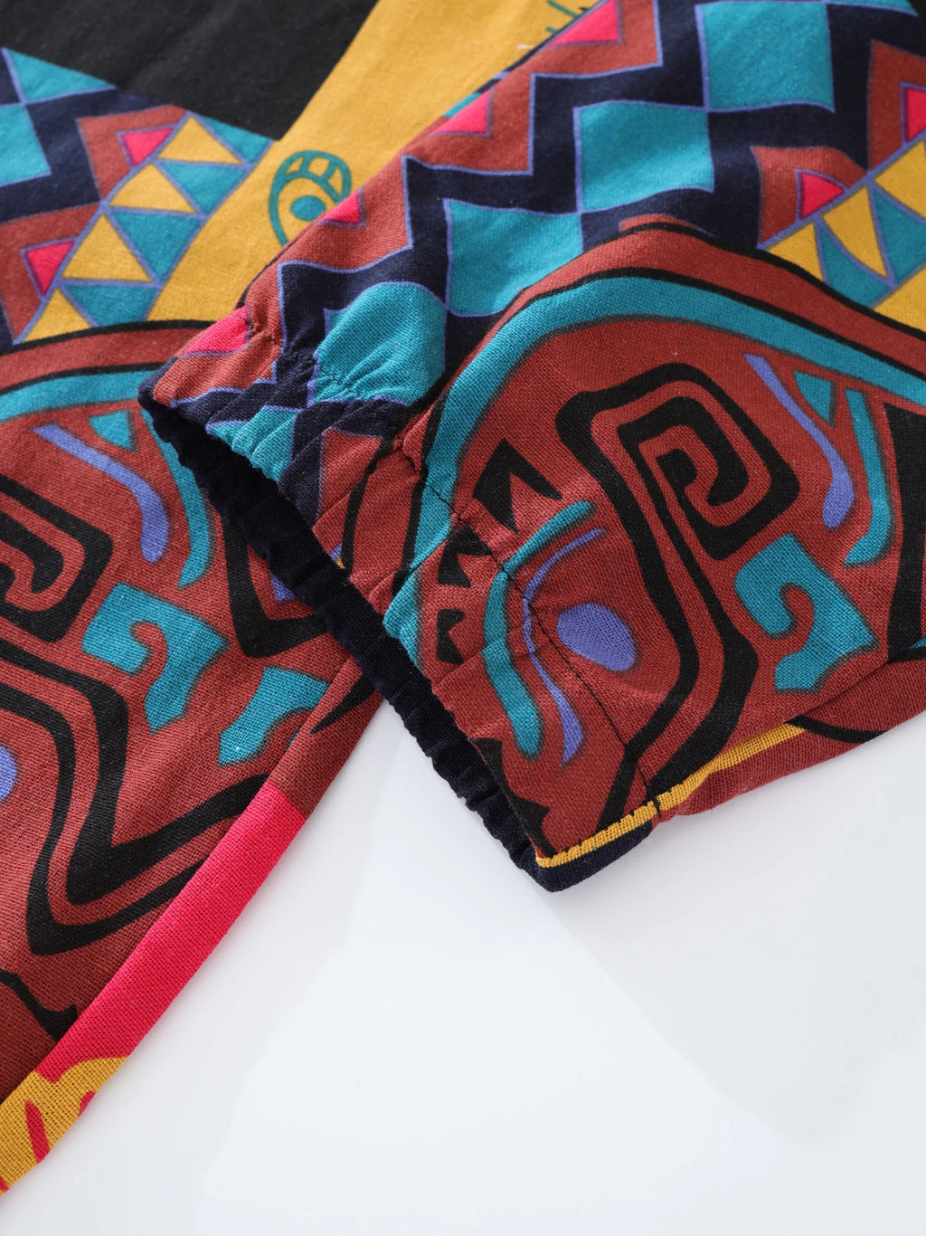 Mens Boho Tribal Print Stretch Linen