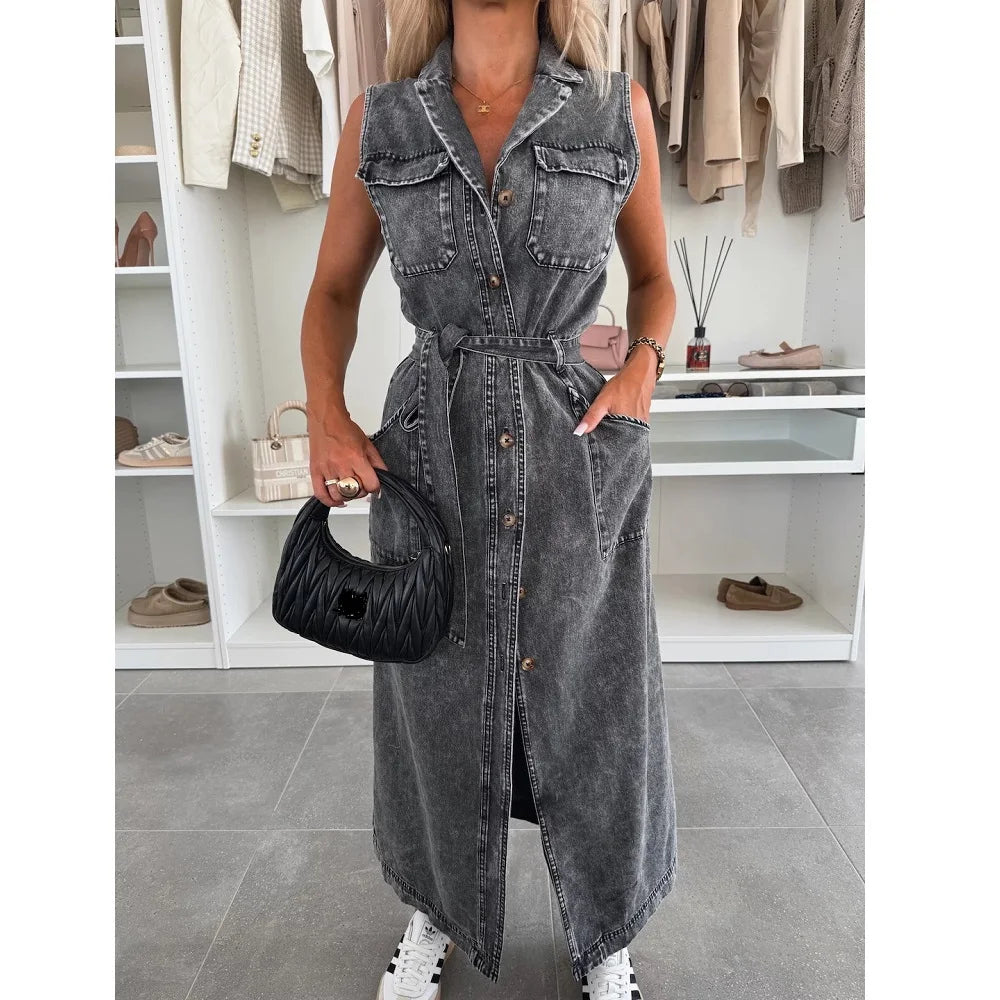 Women Sleeveless Denim Dress