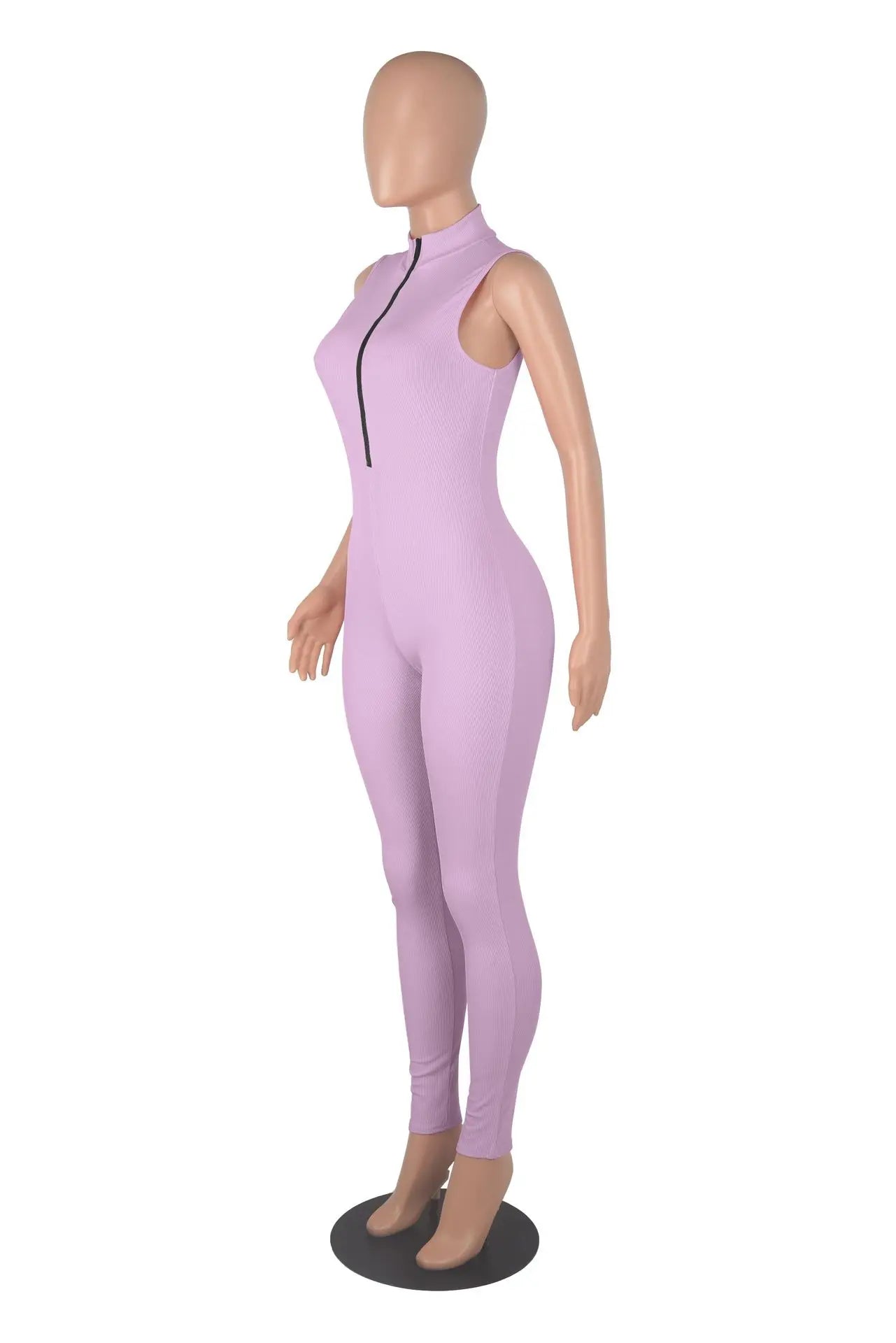 Plus Size Fitness Overalls zippered front