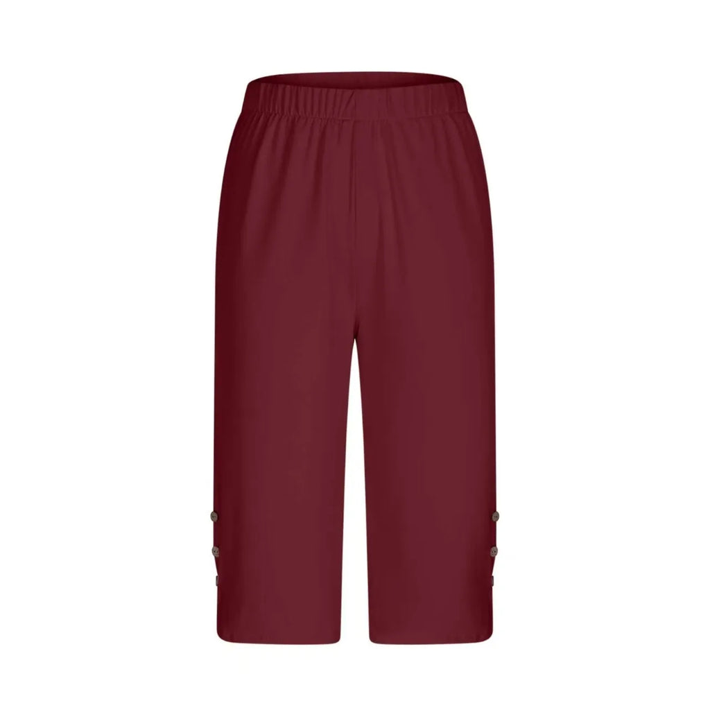 High-Waisted Elastic Women's Mid-Calf Trousers