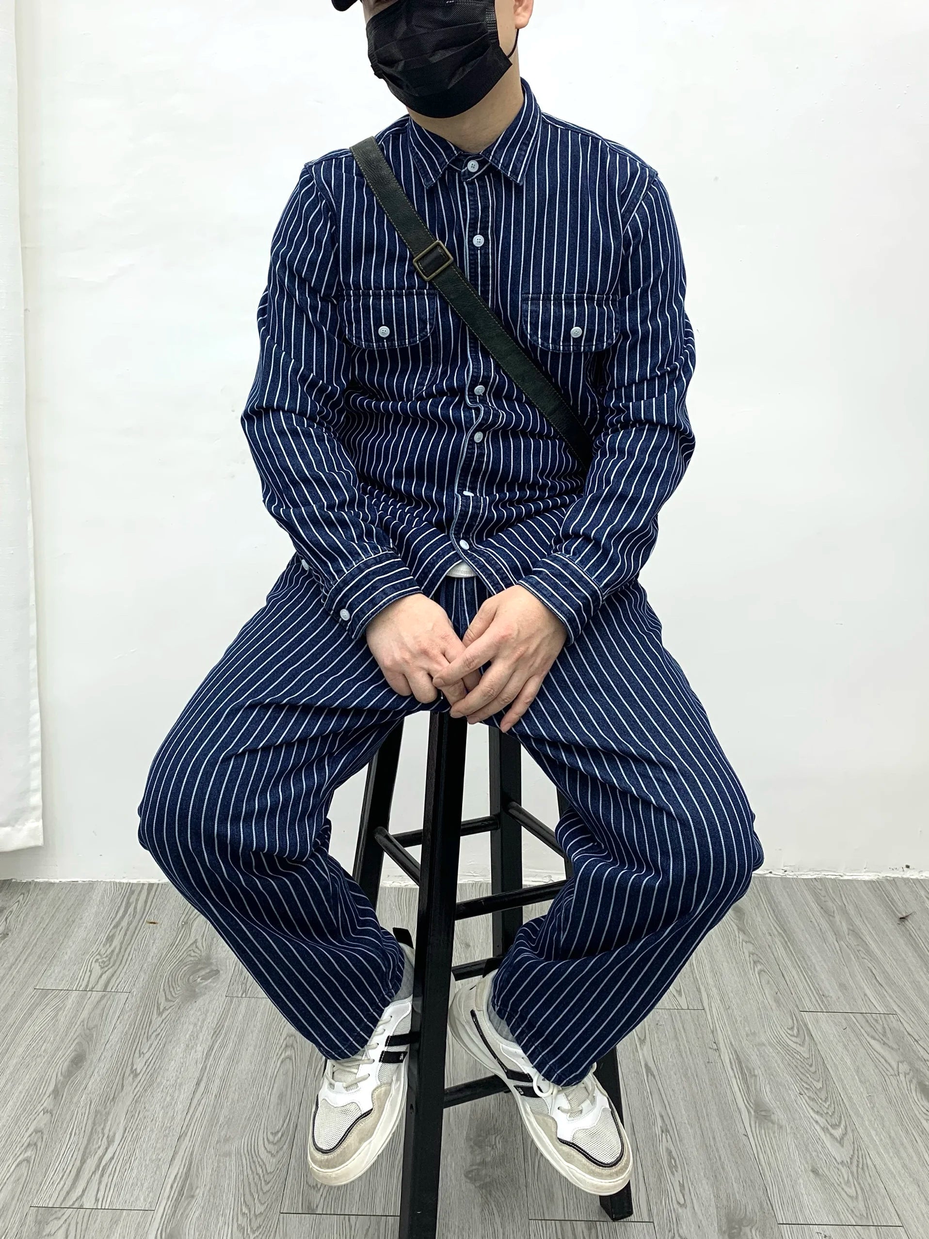 Striped slacks Loose straight