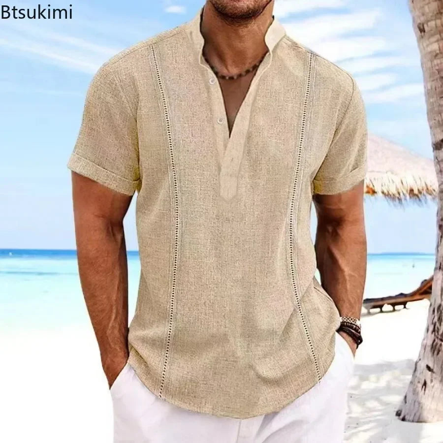 Men's Shirts Summer Short Sleeve Cotton Linen