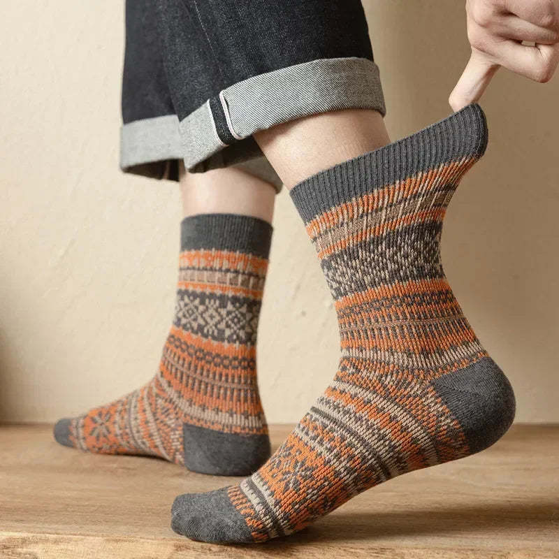Mens Socks Fashion Retro Geometric Patterns