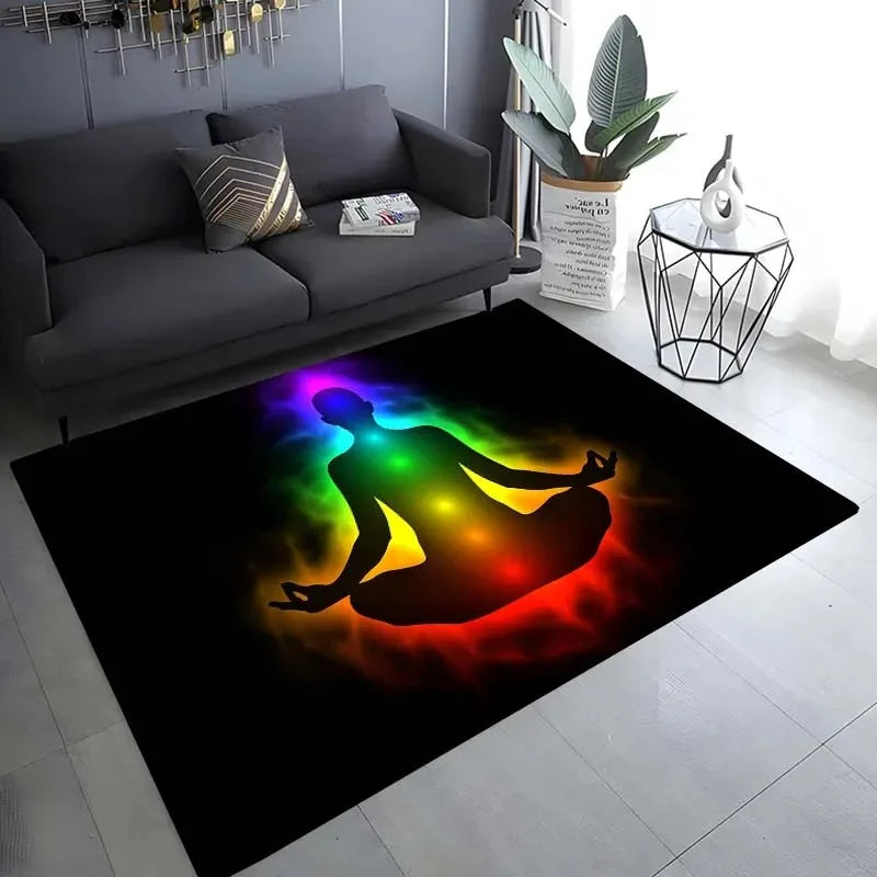 Colorful Yoga Pattern Floor Mats Door Decoration Home Living Room Floor Mats