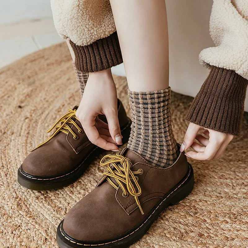 Women's Checkered Retro Vintage Cotton Socks