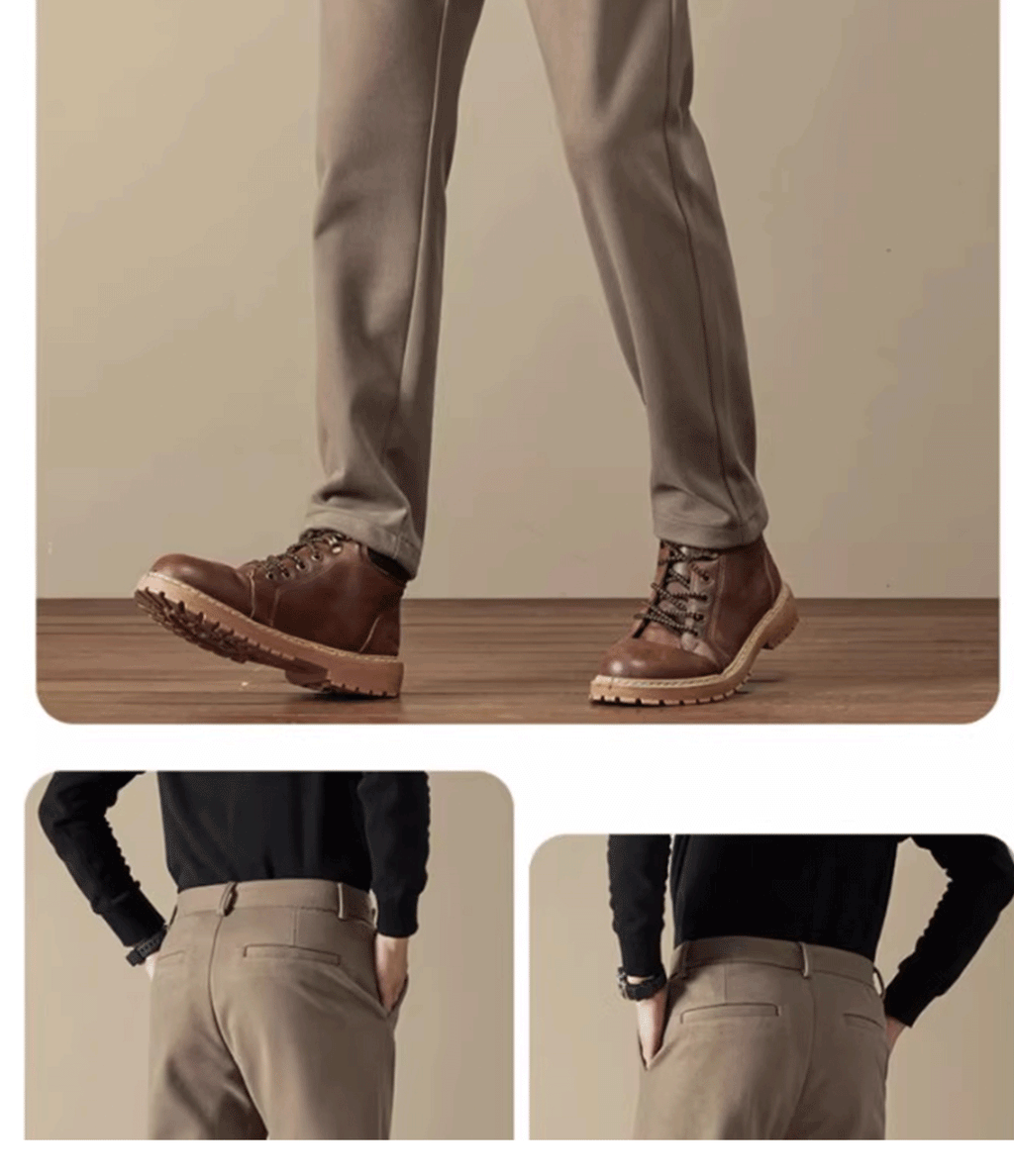 Business Casual Men's Brushed Khakis Straight Leg