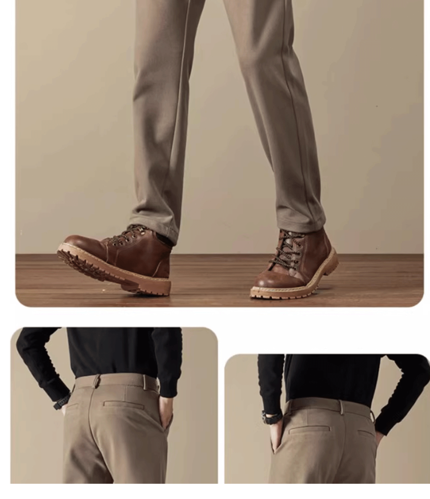 Business Casual Men's Brushed Khakis Straight Leg