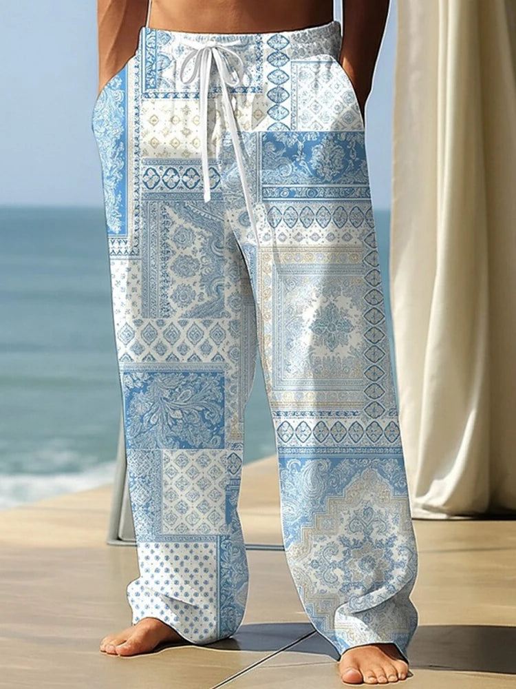 Summer Drawstring Loose-Fit Men's Wide-Leg Pants