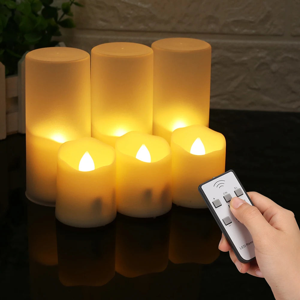Rechargeable LED Candles By USB Timer Remote Flickering Flames