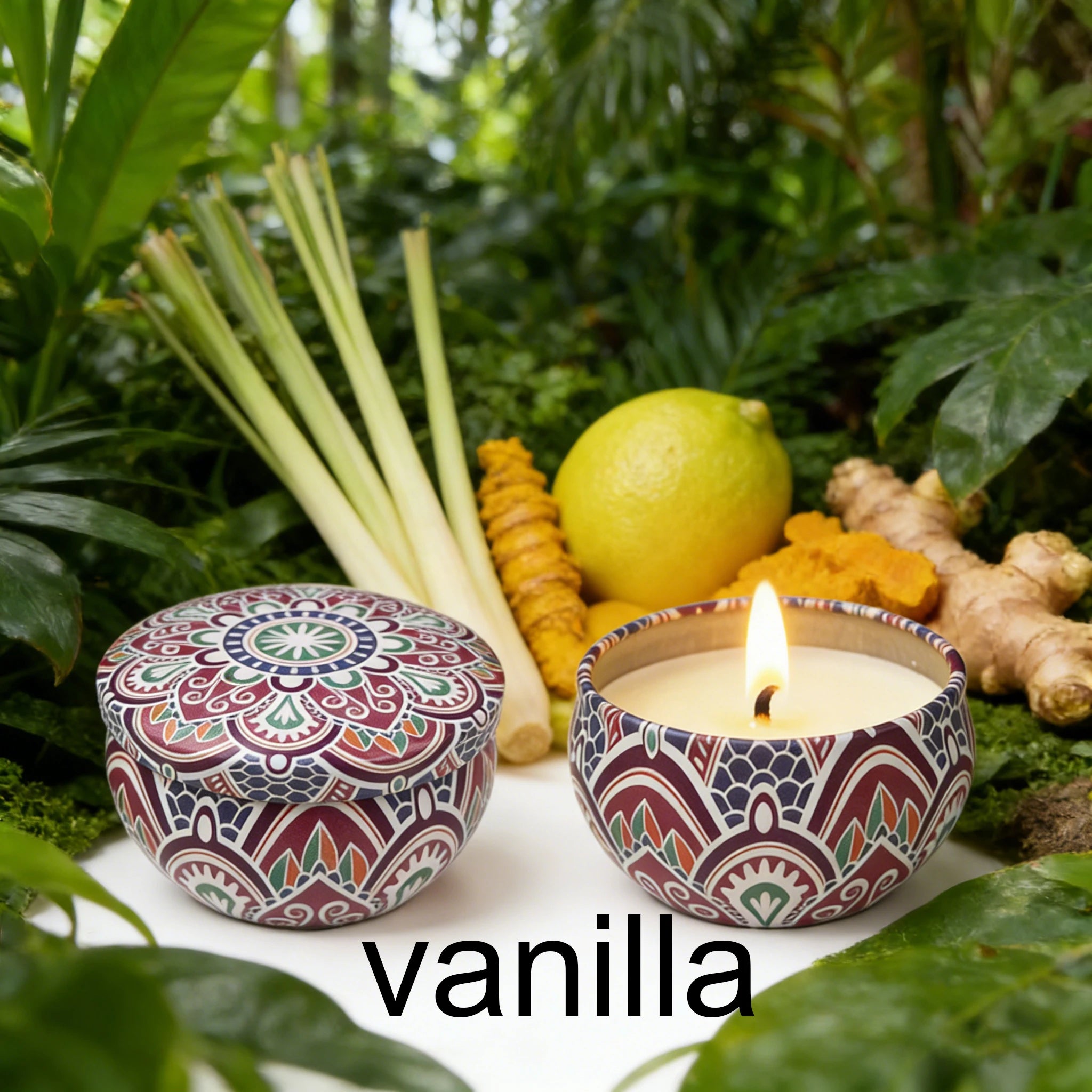 1 Pack of Ham-Scented Aromatherapy Candles, Small Tin Can Aromatherapy Candles, Available in White Tea Flower, Mint, Foxtail Grass, Honeysuckle, Bluebell, Jasmine, Lemongrass, Vanilla, Freesia, Lavender, Coconut Milk Scent, P