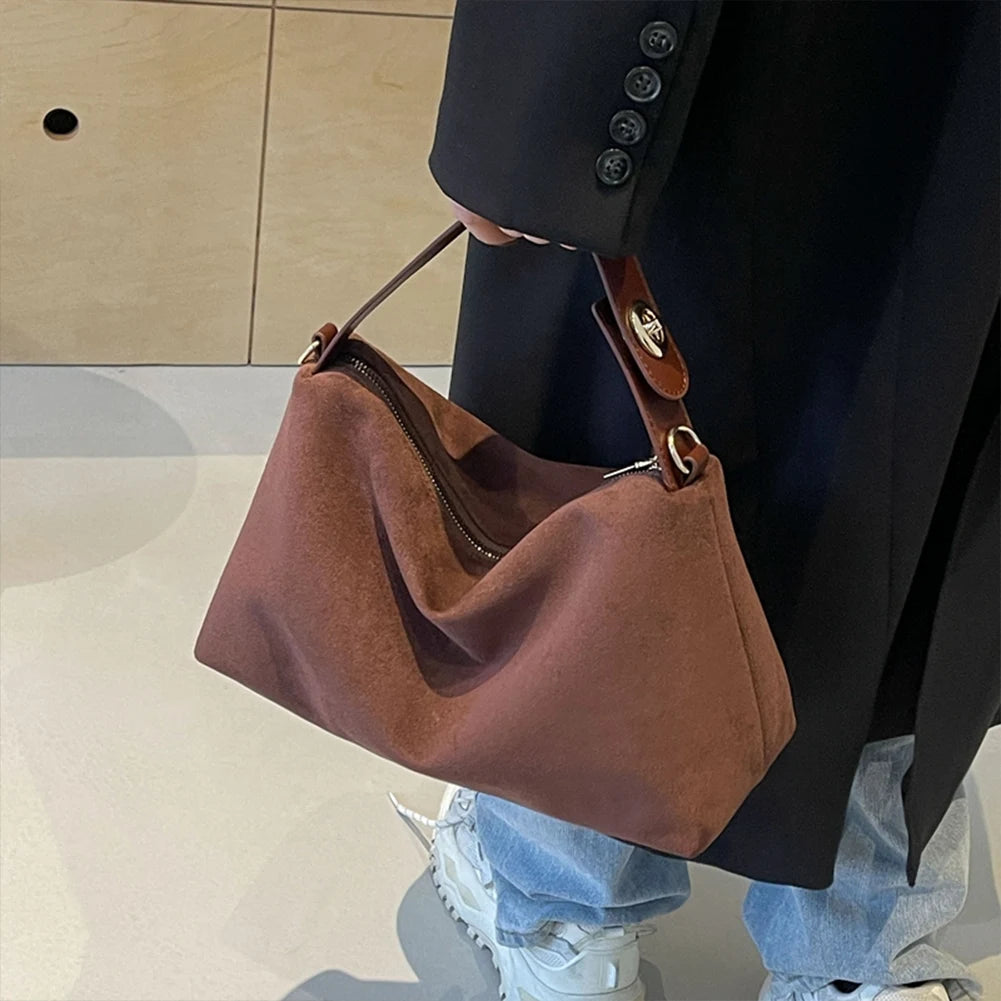 Big Boston Tote Soft Matte Suede Cow Leather