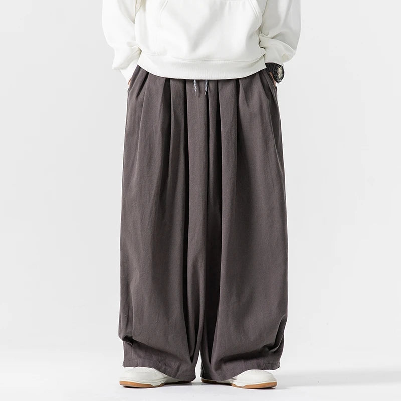 Oversized Men Wide Leg Pants Elastic Waist Joggers Trousers Male