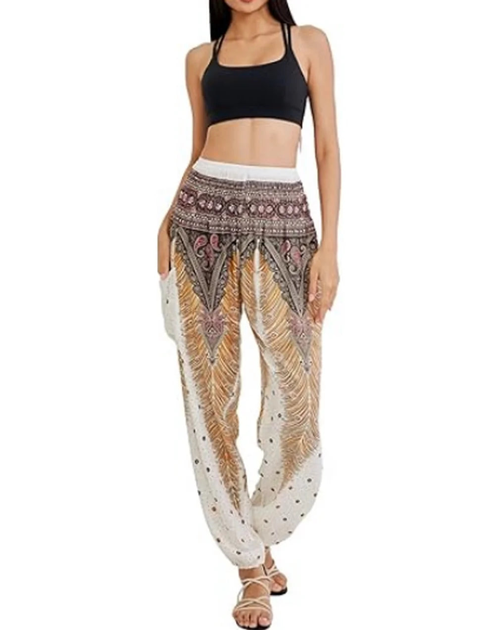 Boho Yoga Pants Wide Leg Women Harem Bohemian  Vintage Print