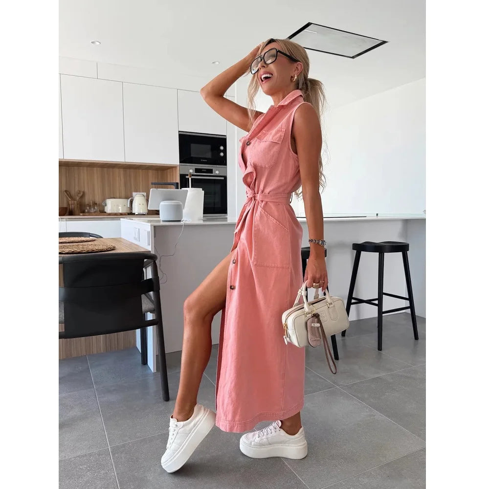 Women Sleeveless Denim Dress