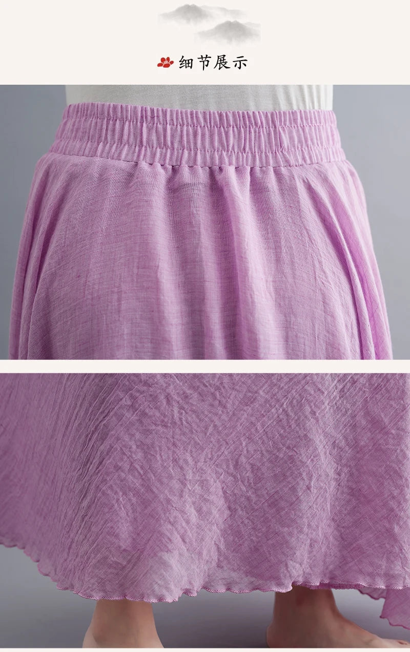 Boho Cotton Linen Beach Long Skirt