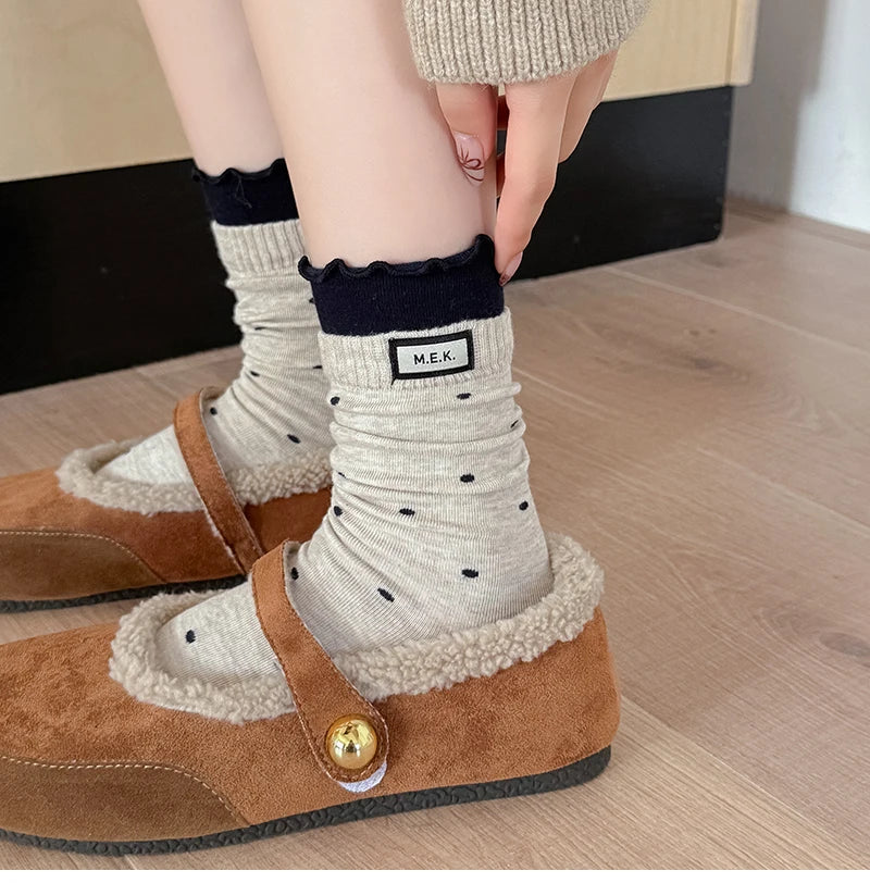 Women New Dots Cute Frilly Casual Fashion Socks
