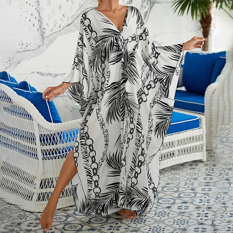 Boho Sexy Women's Dress Spring Summer Fashion Cotton Printed Beach Cover Up