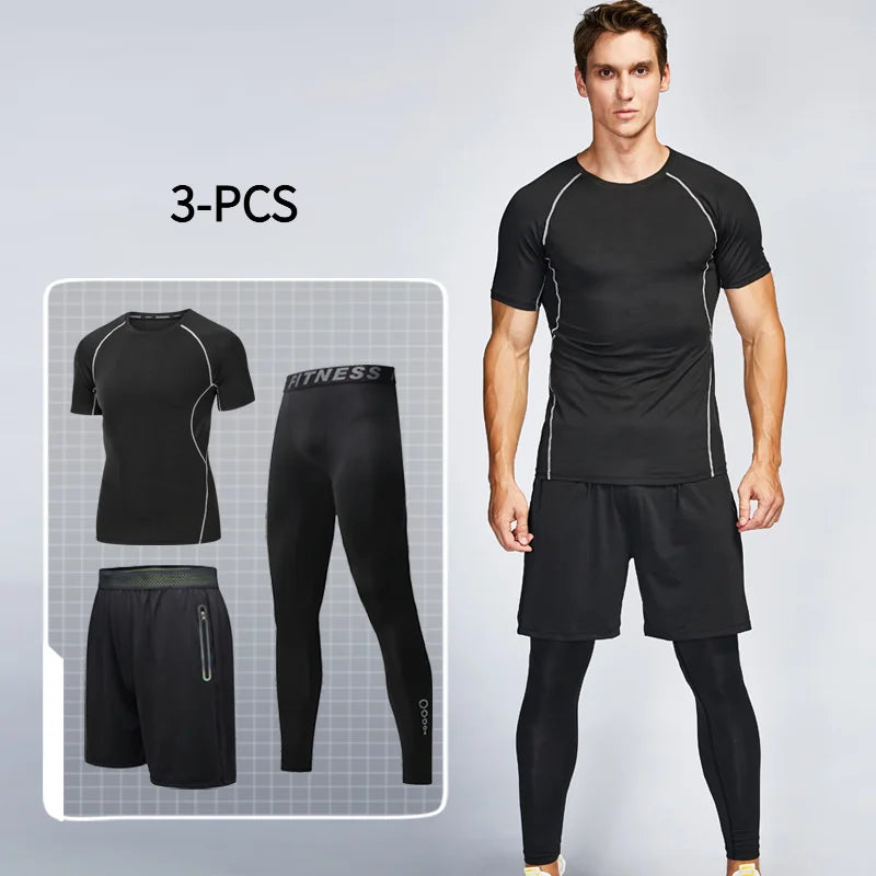 3 PCS Men's Fitness Workout Clothes Set