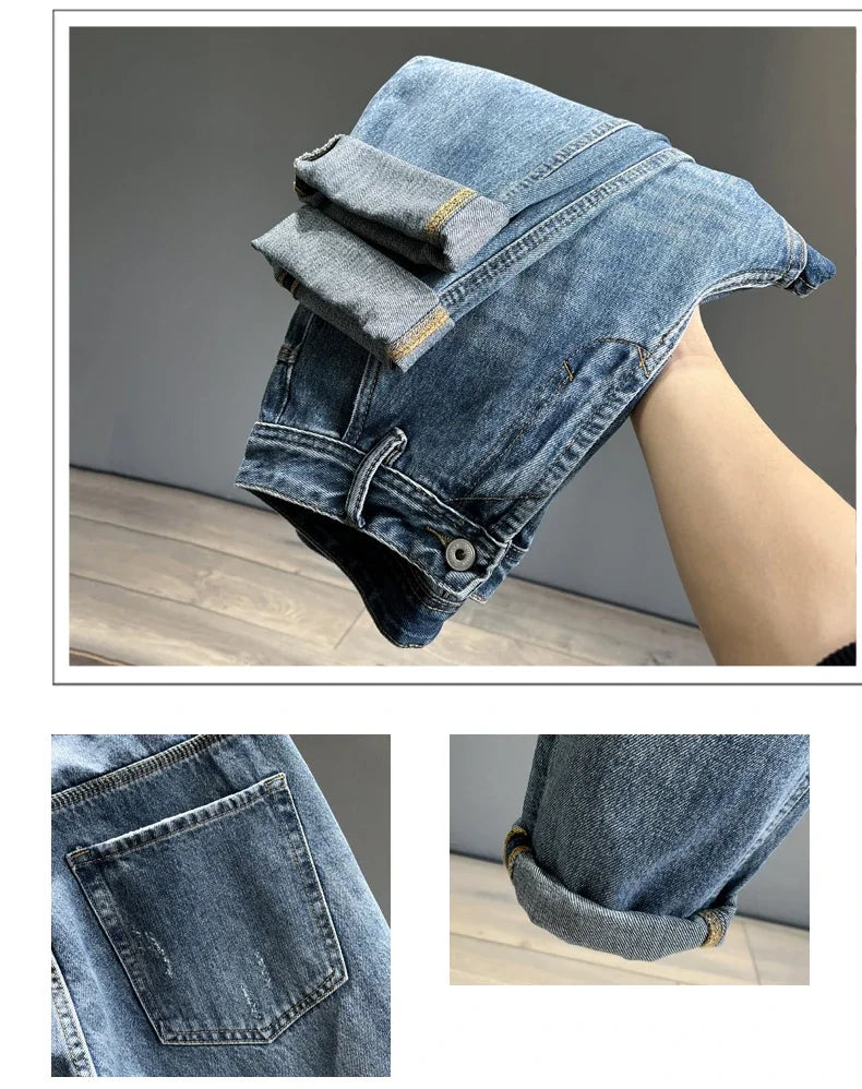 New Frayed Jeans Men Baggy