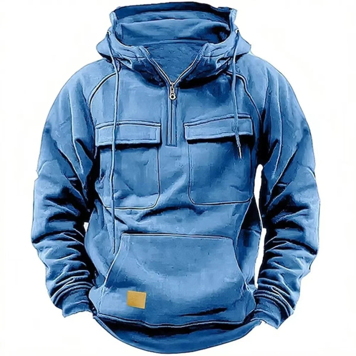 Men's hooded solid-color casual hoodie