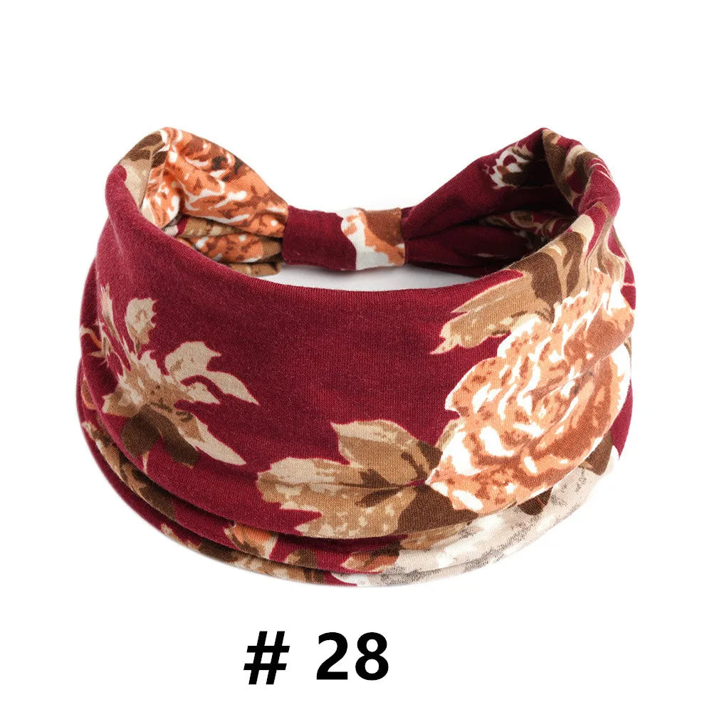 Boho Headbands for Women Cotton Wide Head Bands Stretch