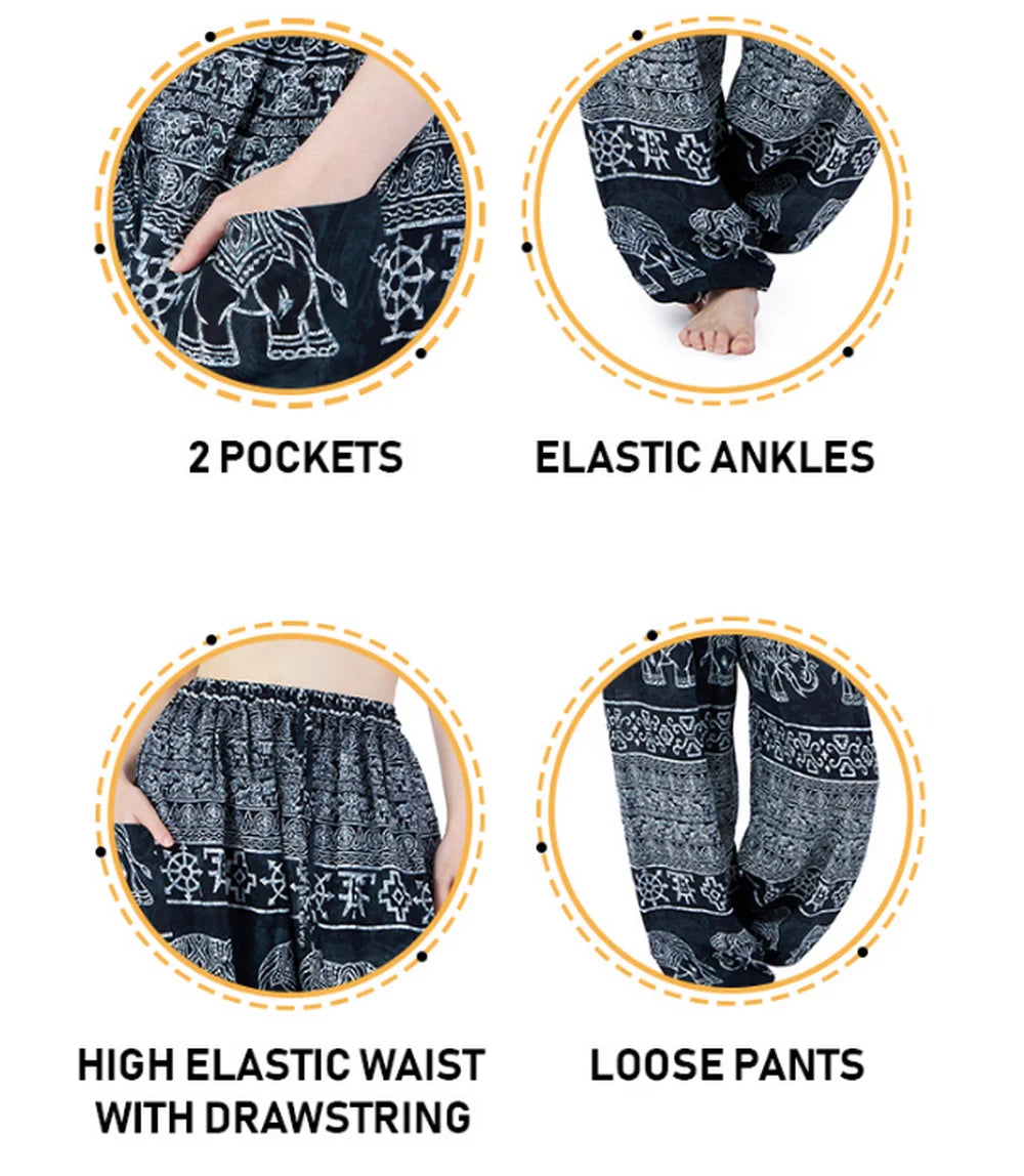 Boho Yoga Pants Wide Leg Women Harem Bohemian  Vintage Print