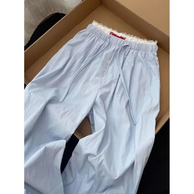 Blue High-waisted Slimming Slacks Women's