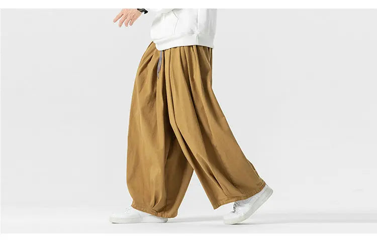 Oversized Men Wide Leg Pants Elastic Waist Joggers Trousers Male
