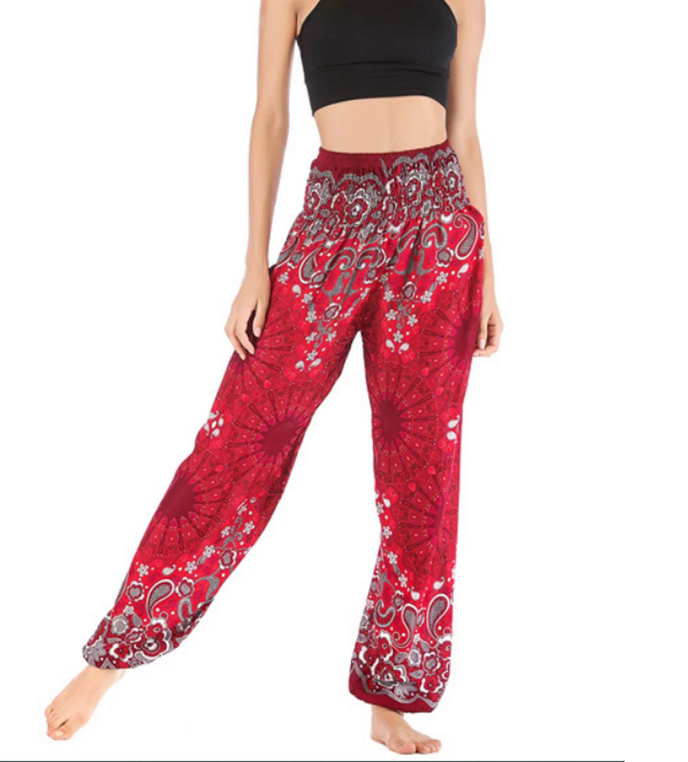 Boho Yoga Pants Wide Leg Women Harem Bohemian  Vintage Print