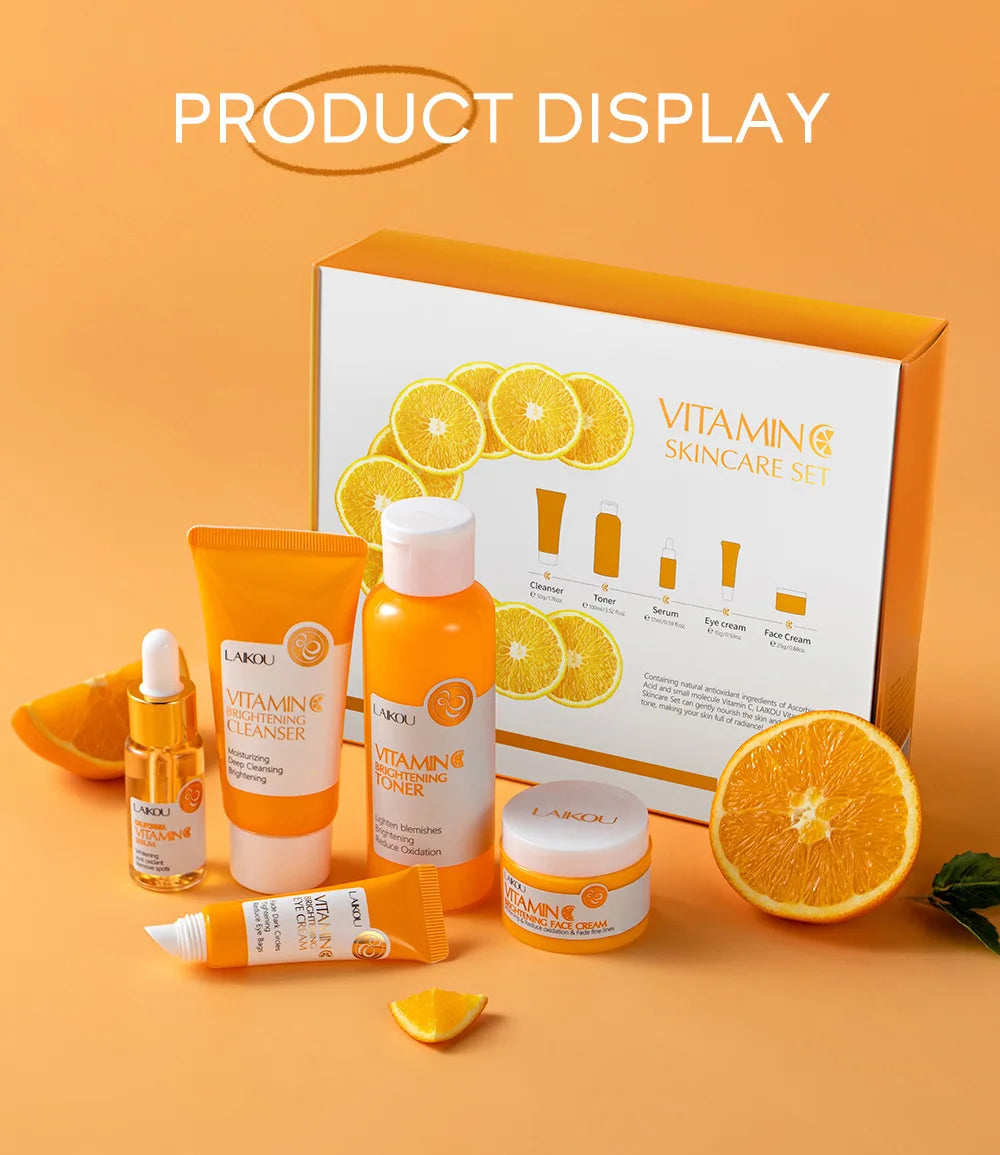 5 Pieces Vitamin C Skincare Set  Moisturizing Face Serum Brighten Cream