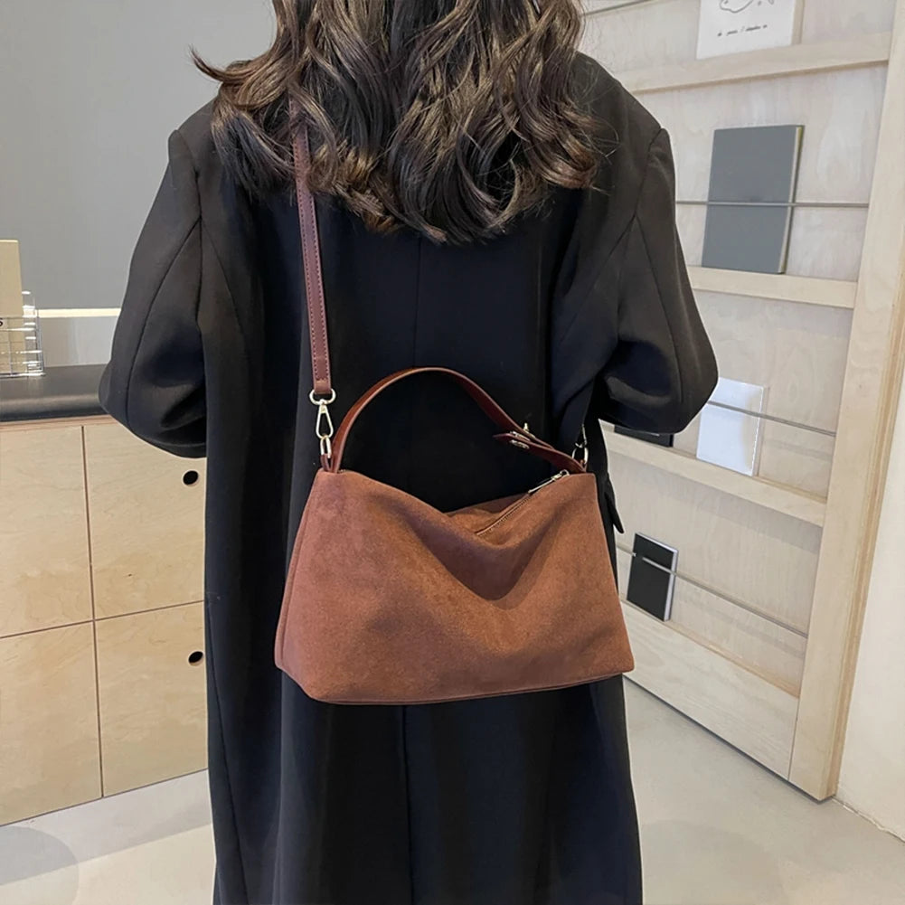 Big Boston Tote Soft Matte Suede Cow Leather