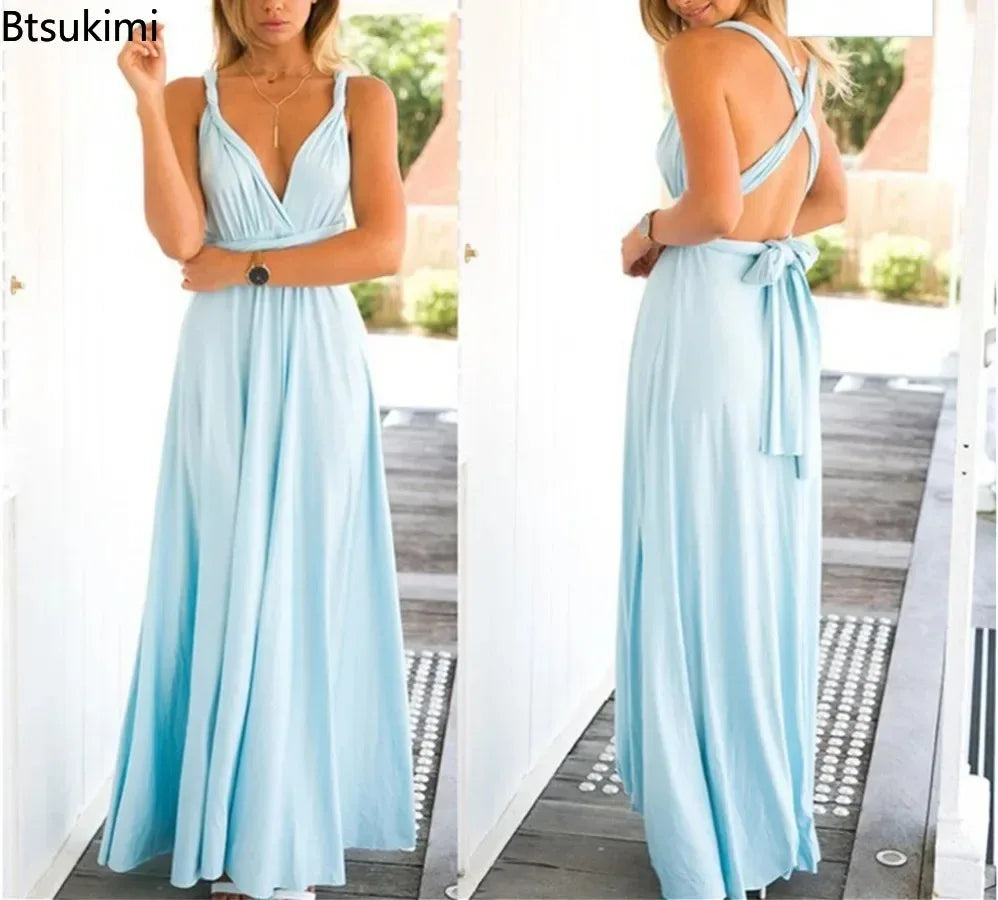 Women Dresses Multiway Wrap Convertible Boho Maxi Dress