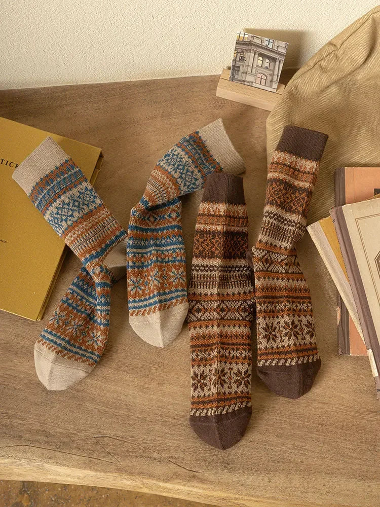 Mens Socks Fashion Retro Geometric Patterns