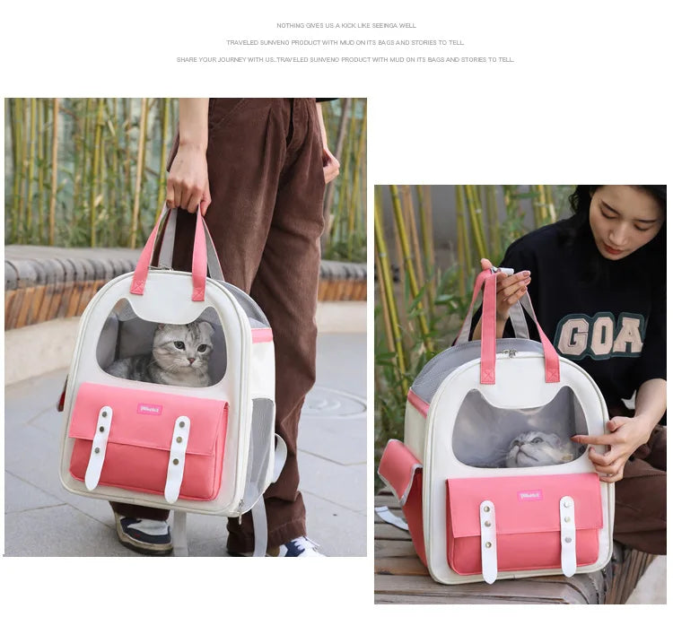Portable Breathable Backpack for Carrying Pet Cats and Small Dogs