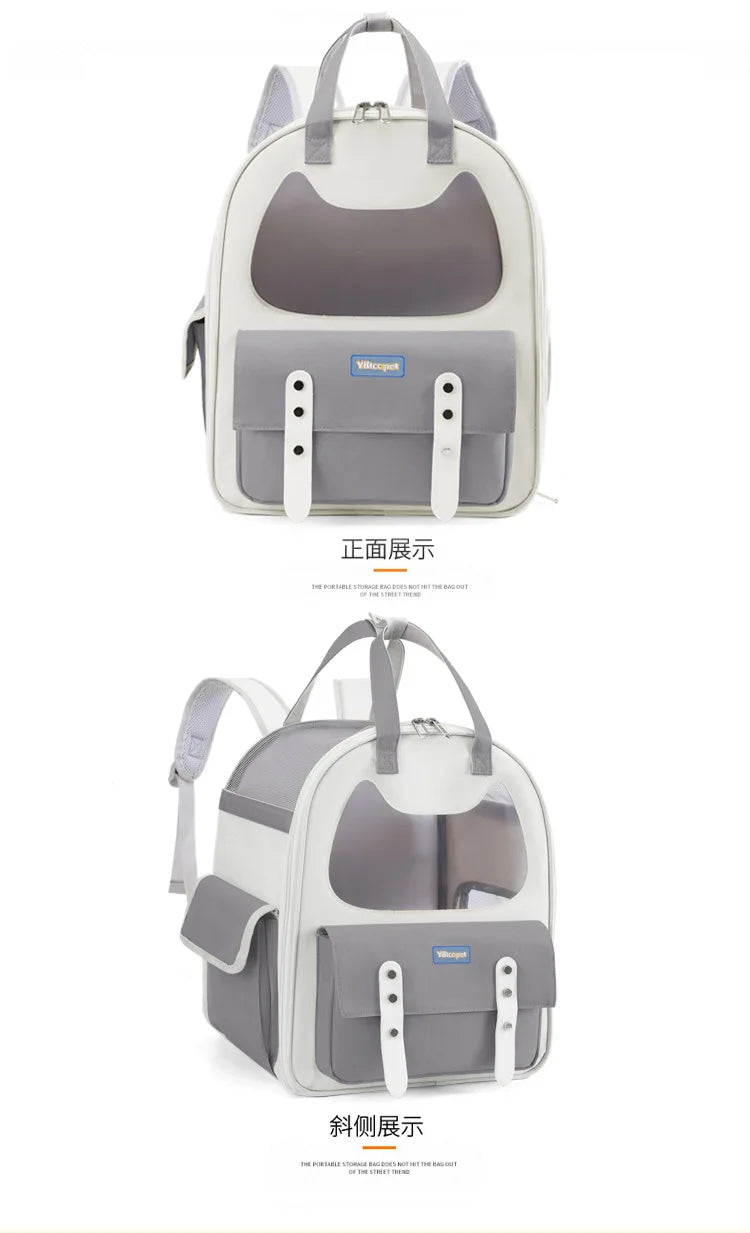 Portable Breathable Backpack for Carrying Pet Cats and Small Dogs