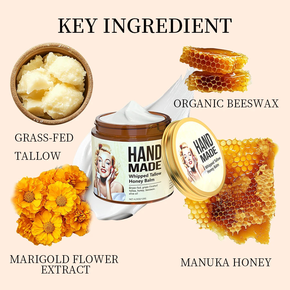ENVISHA Handmade Skin Care Honey Whipped Tallow Face Cream