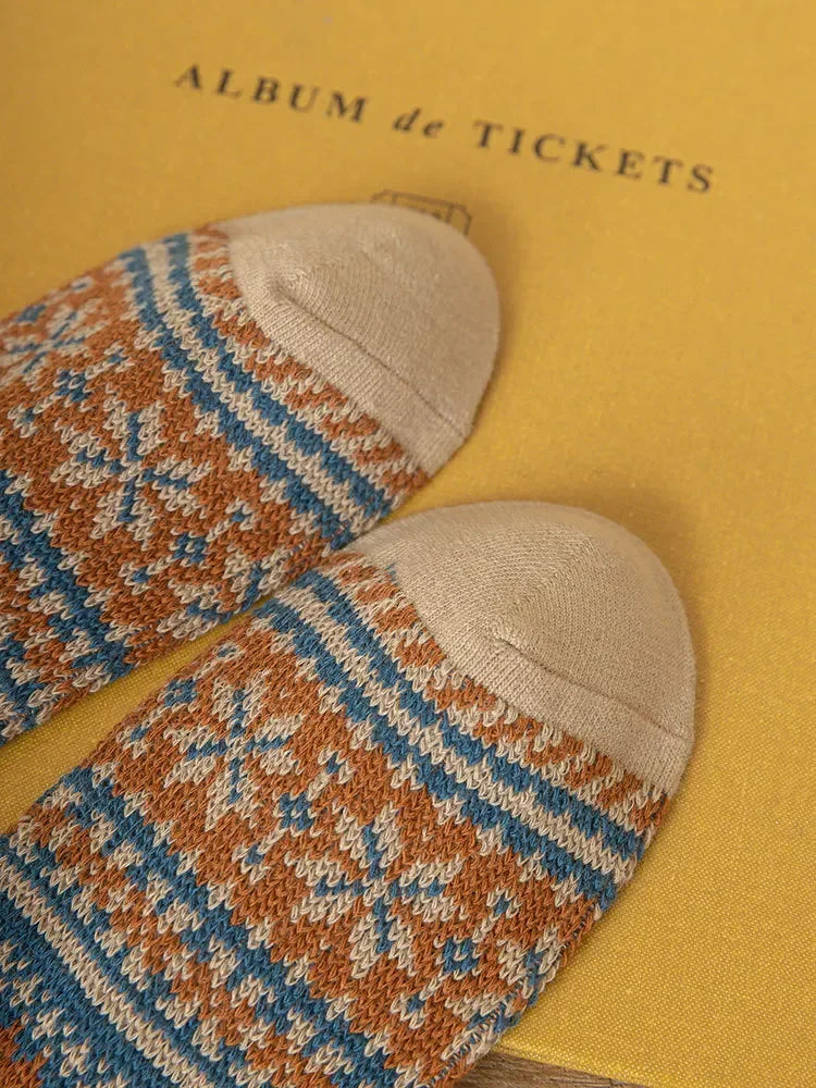 Mens Socks Fashion Retro Geometric Patterns