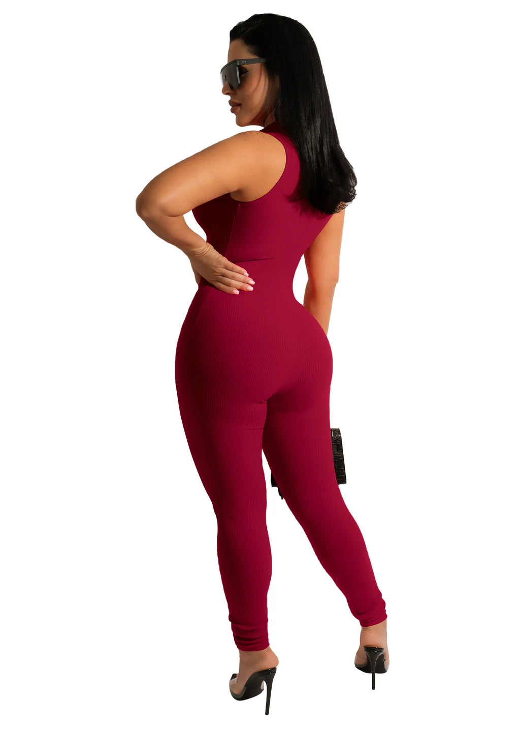 Plus Size Fitness Overalls zippered front