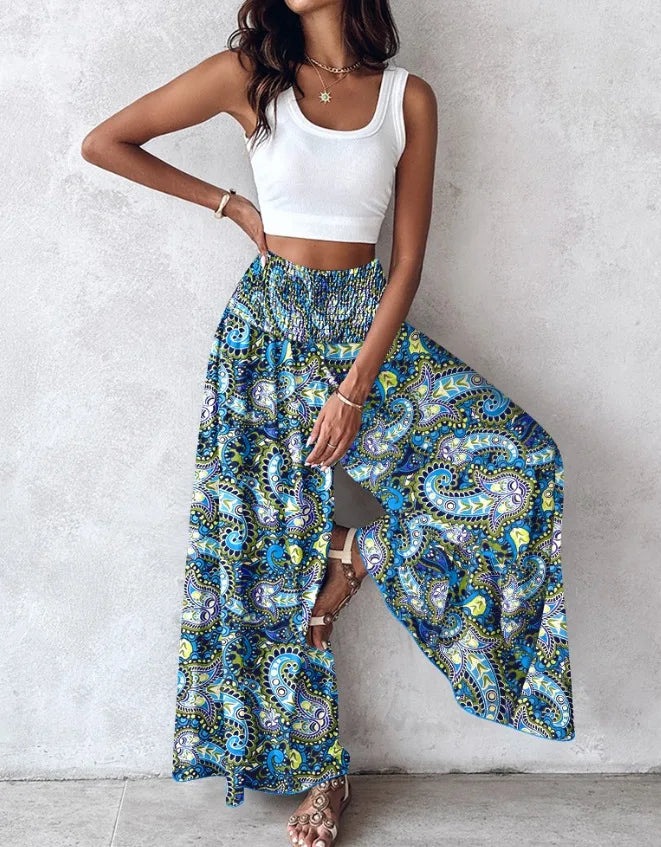 Boho Print Pant Women Wide Leg