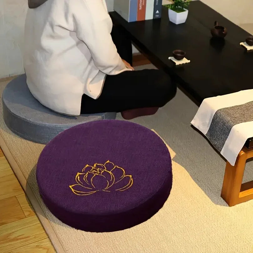 Yoga Meditation Linen Cushion Hard Lotus Texture Meditation Cushion