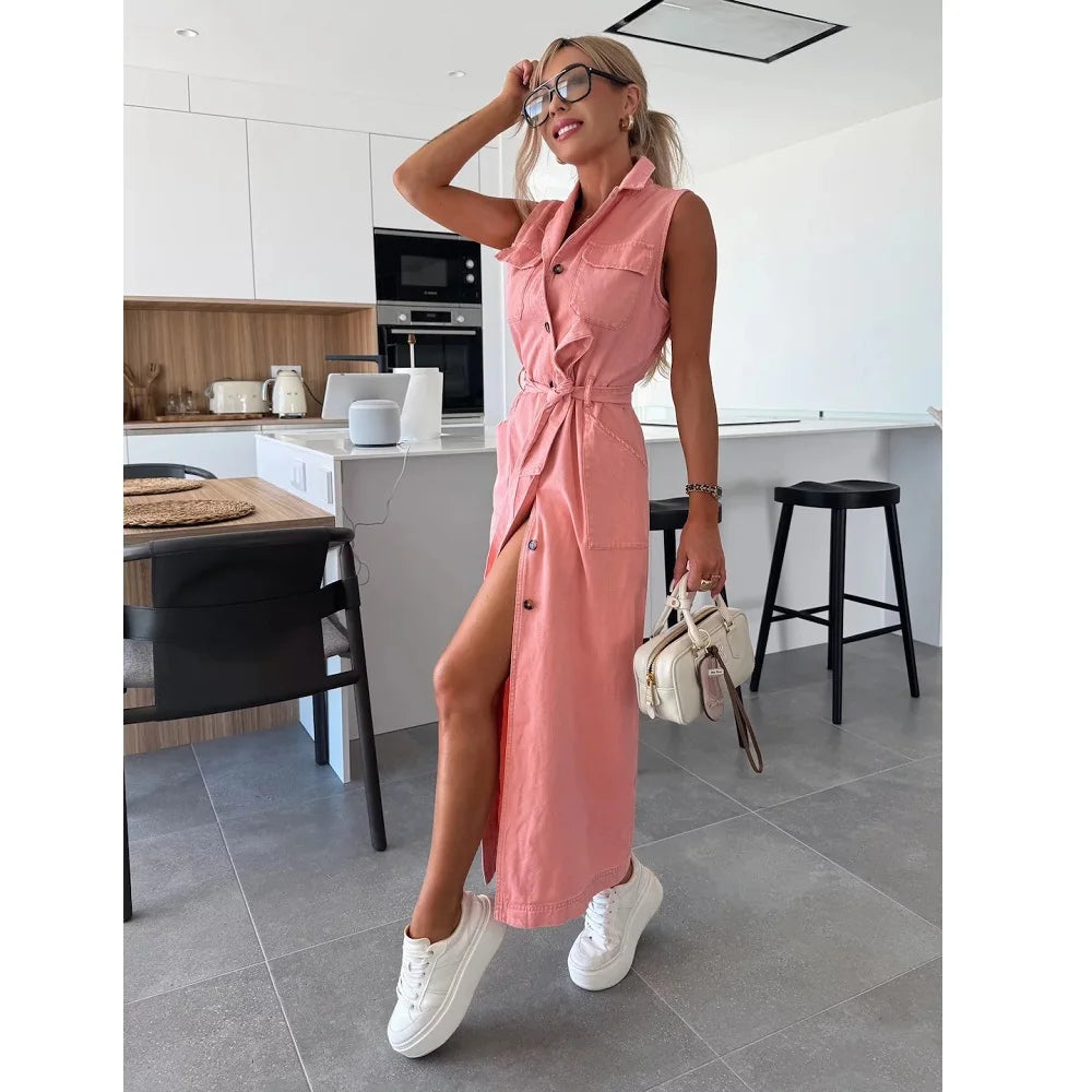 Women Sleeveless Denim Dress
