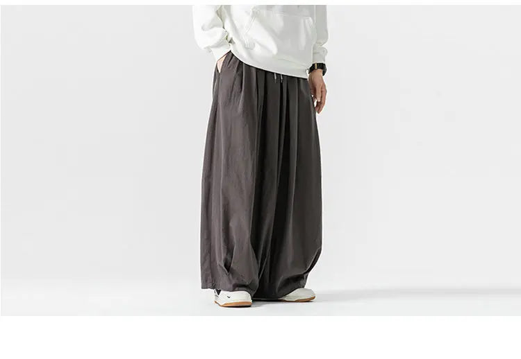 Oversized Men Wide Leg Pants Elastic Waist Joggers Trousers Male