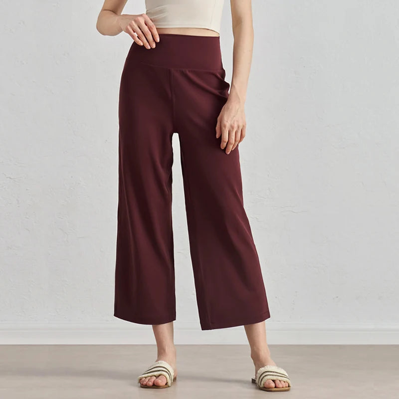 Capri Pants for Women Wide Leg Yoga Cropped Pants Tummy Control