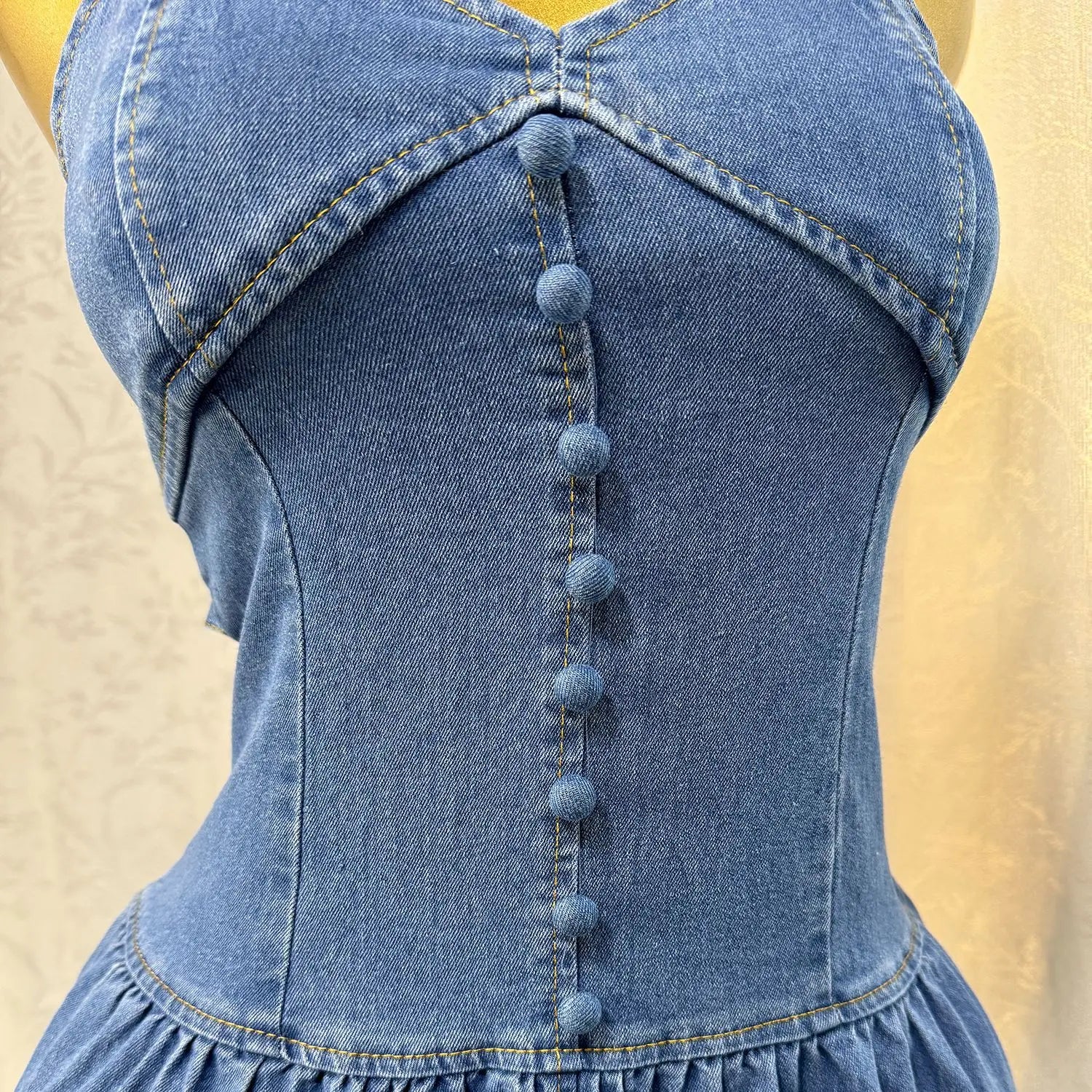 Long Dress Women Denim Dress Sling