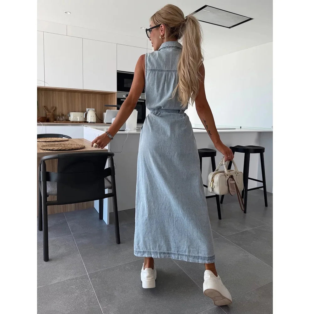 Women Sleeveless Denim Dress